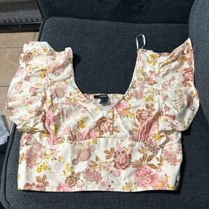 Forever 21 Floral Pink and Brown Blouse